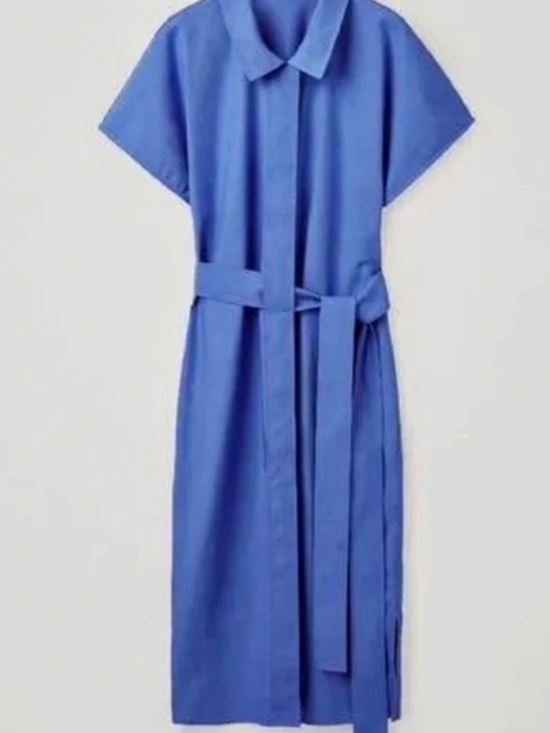 Women’s Cos Blue Button Up Dress - Size L - Picture 7 of 8